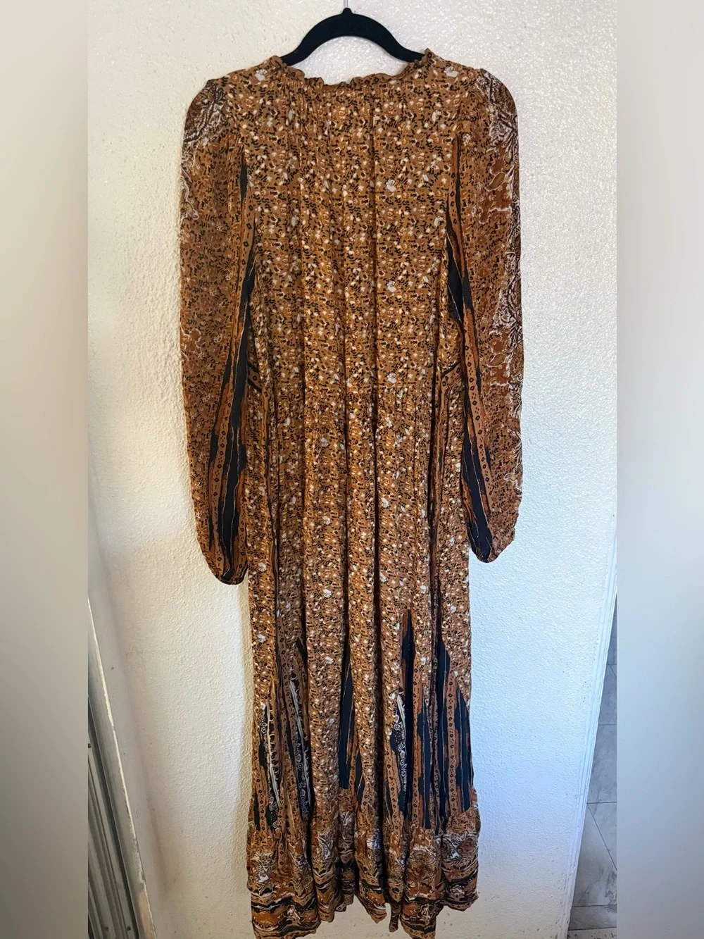 Free People Rust Floral brown Bohemian Happy Feelings Maxi Dress size small